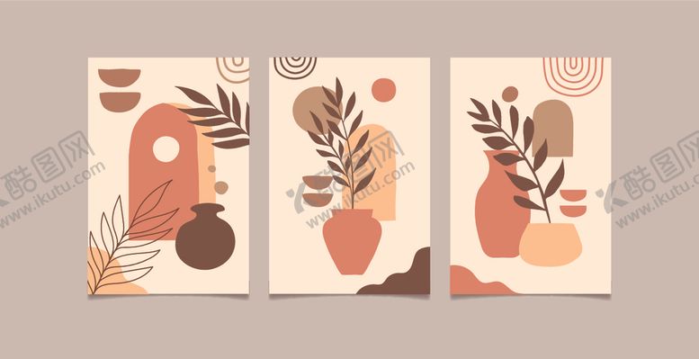 编号：89031709270110444549【酷图网】源文件下载-抽象植物装饰画组合