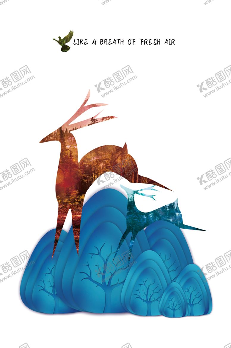 编号：33043104182029446416【酷图网】源文件下载-卡通麋鹿装饰画