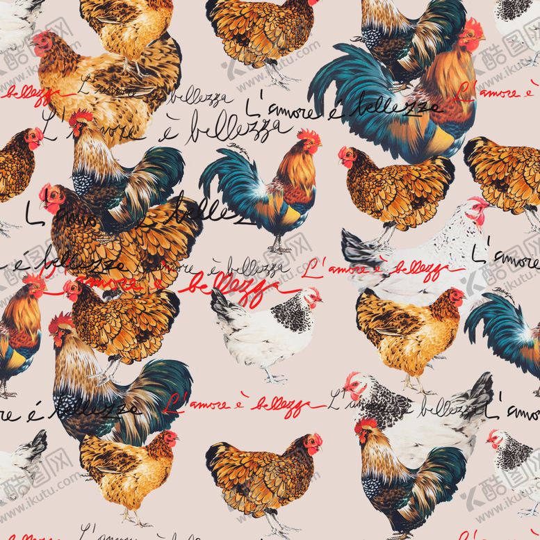 编号：93531009110208492100【酷图网】源文件下载-公鸡印花