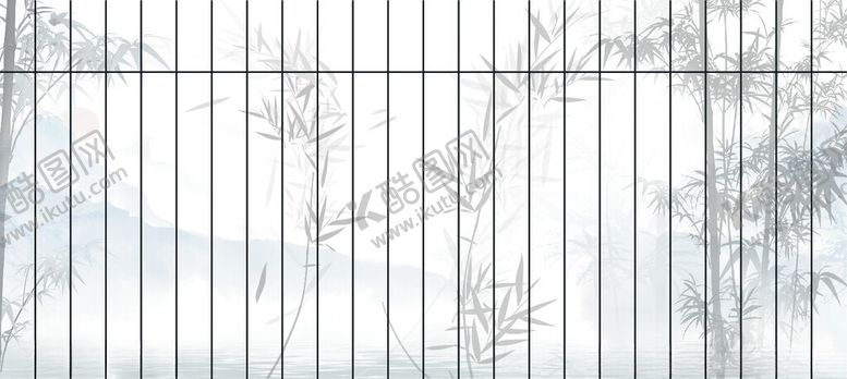 编号：64845204250524583754【酷图网】源文件下载-中国风写意山水竹子灯箱背景画面