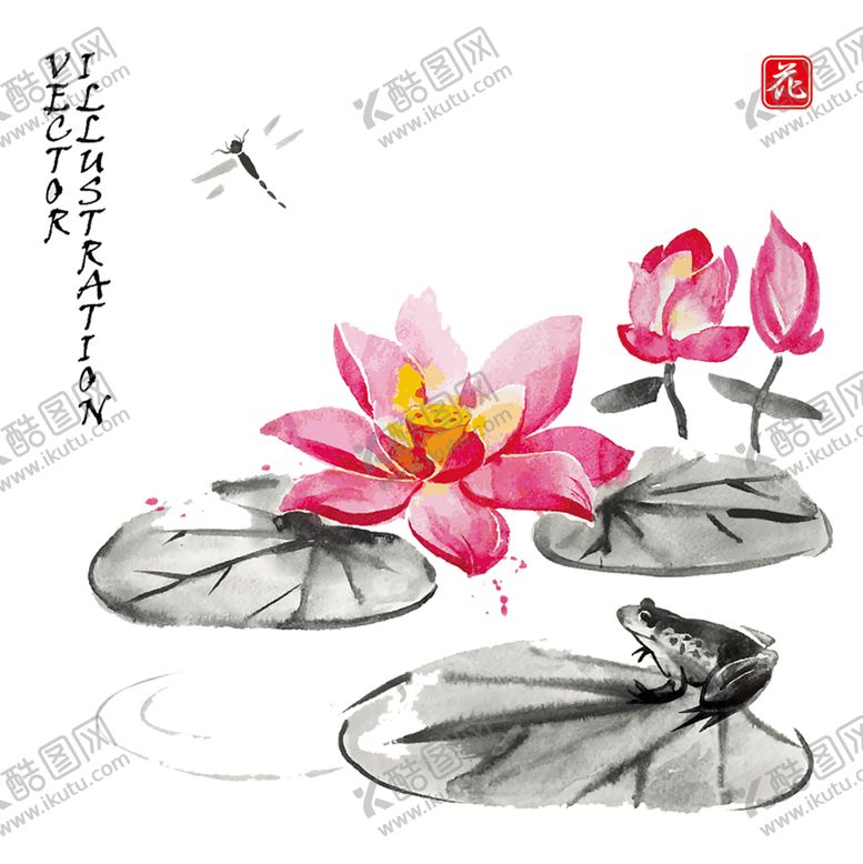编号：64544605091321146607【酷图网】源文件下载-水墨荷花粉色荷花荷花意境