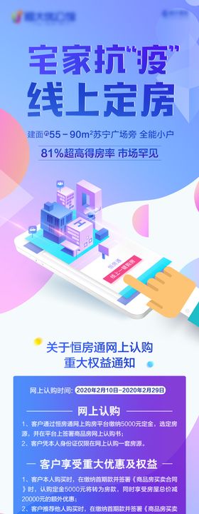 地产疫情线上购房流程海报长图