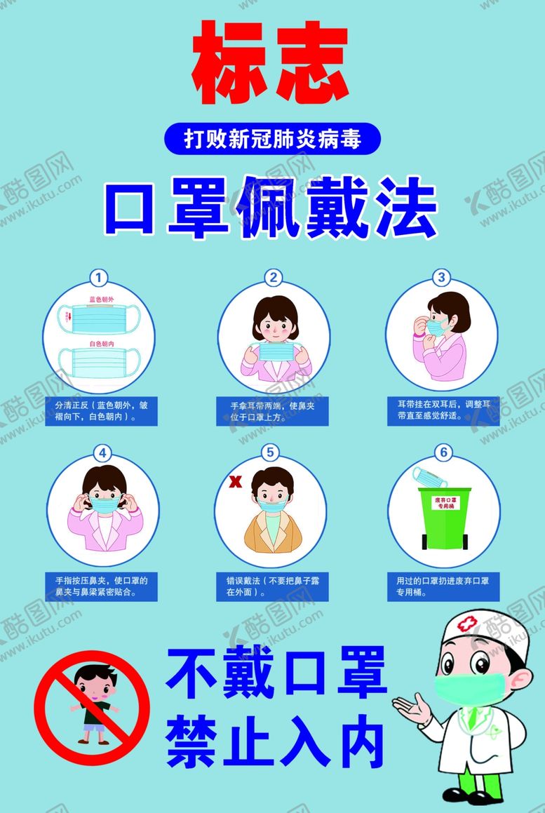 编号：96061410151709475565【酷图网】源文件下载-口罩正确佩戴方法步骤