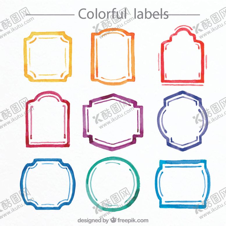 编号：58476609270841389948【酷图网】源文件下载-水彩绘框架标签