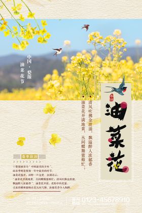 唯美春季油菜花节海报