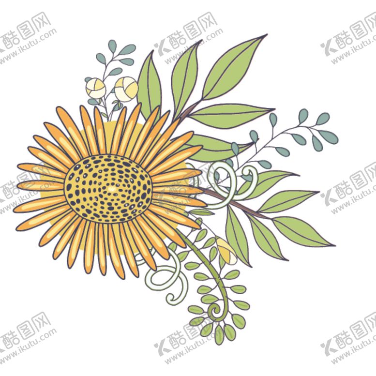 编号：31148307040536362580【酷图网】源文件下载-小清新花朵植物插画