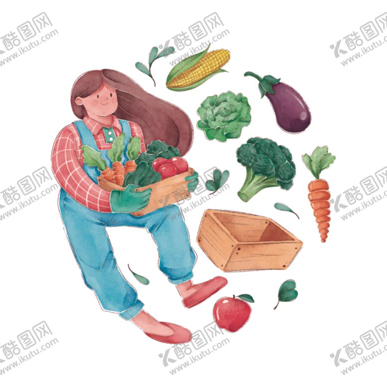 编号：36250009220830072896【酷图网】源文件下载-手绘人物与蔬菜
