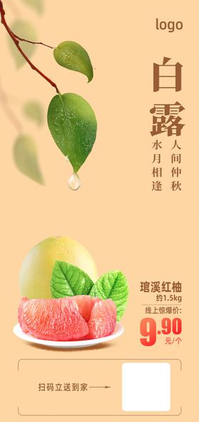 白露高清柚子图片柚子茶水果海报