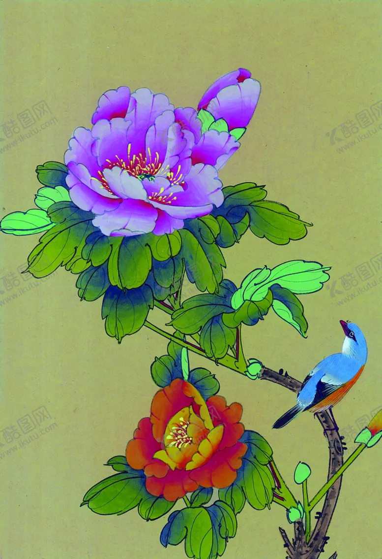 编号：67820210171249234213【酷图网】源文件下载-牡丹花鸟画 