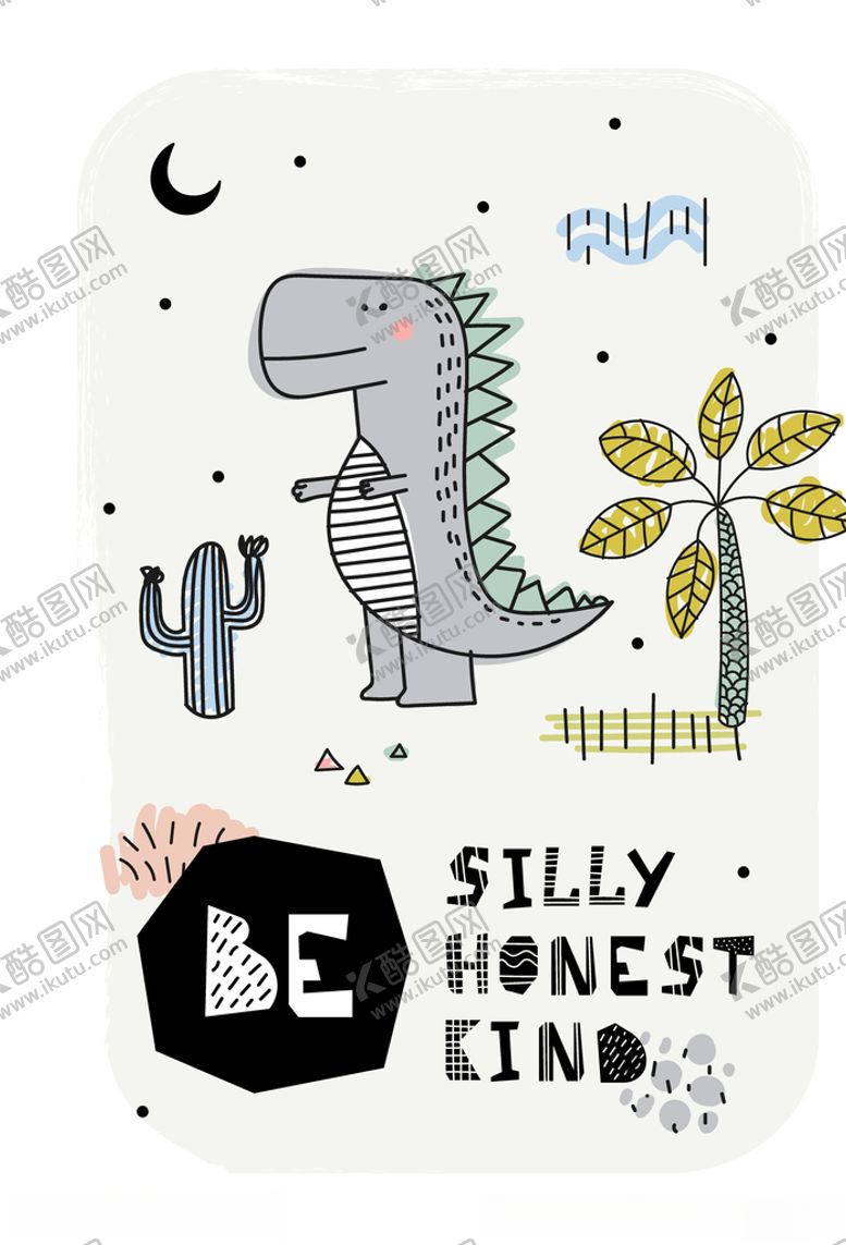 编号：32245109271138385694【酷图网】源文件下载-呆萌恐龙主题插画