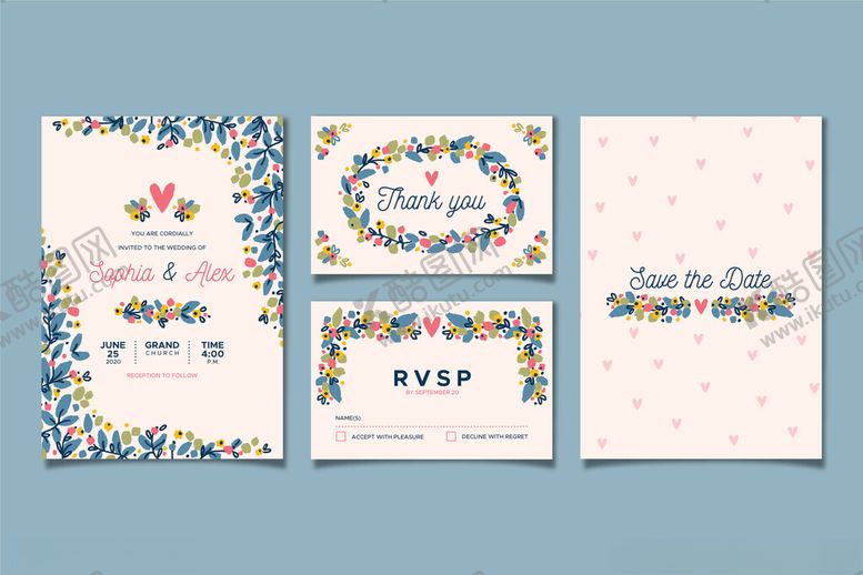 编号：76160911151527246488【酷图网】源文件下载-花卉装饰婚礼请柬设计