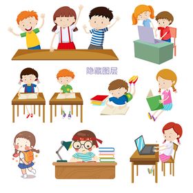 幼儿园老师学生矢量素材图