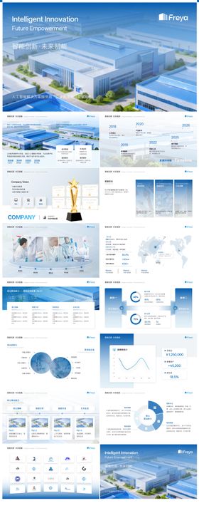 商务蓝色高级渐变风汇报总结PPT模板