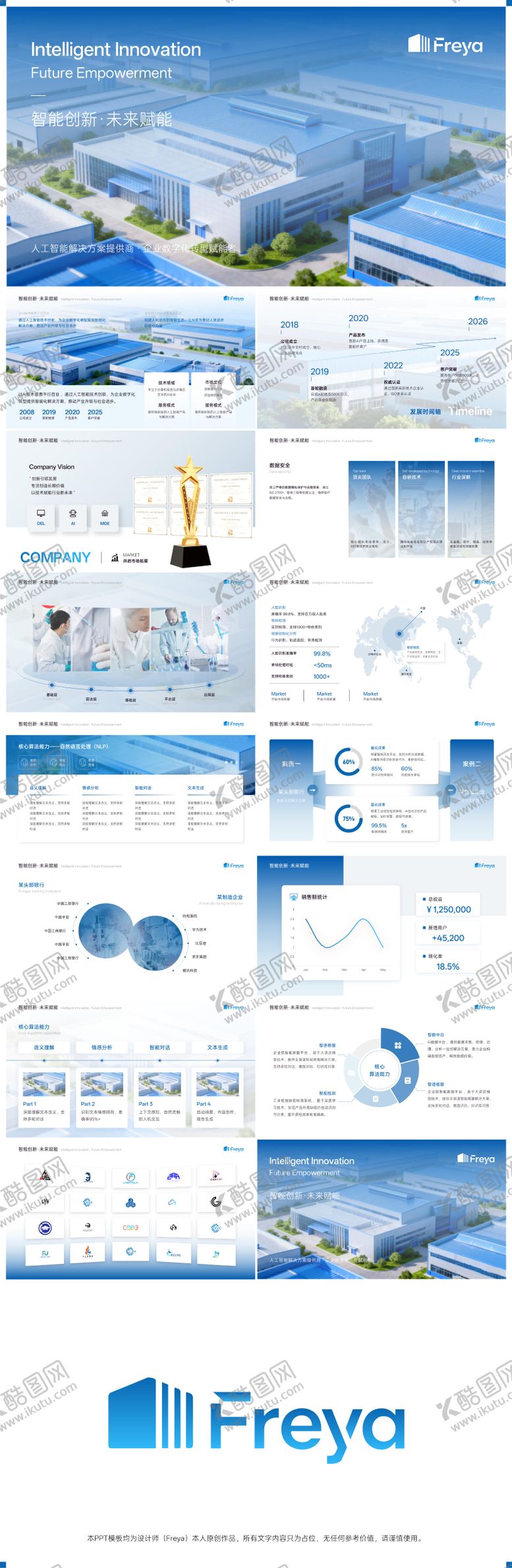 编号：20452303091818095265【酷图网】源文件下载-商务蓝色高级渐变风汇报总结PPT模板