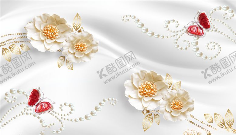 编号：90777704181251068306【酷图网】源文件下载-浮雕花花藤蝴蝶背景墙