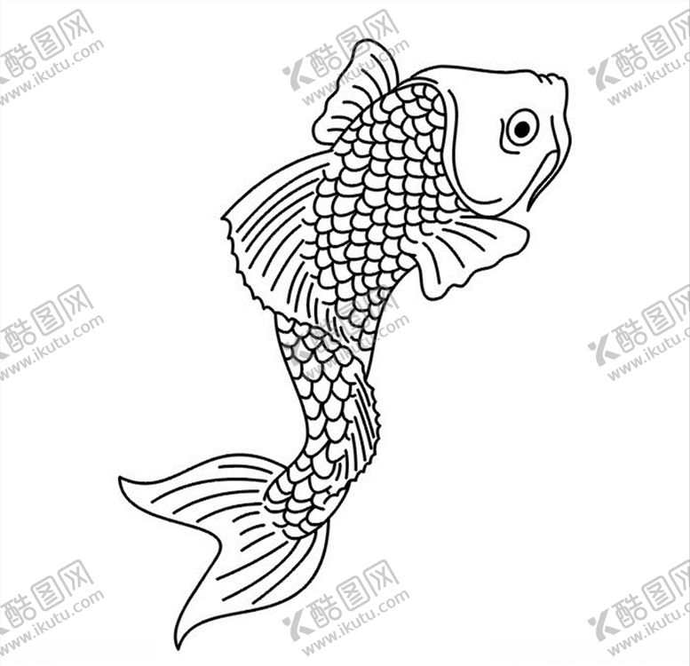 编号：38446904190625407798【酷图网】源文件下载-线描鲤鱼矢量图雕刻图