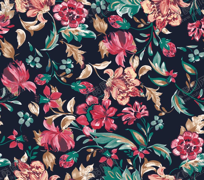 编号：45142511021145373449【酷图网】源文件下载-复古花卉图案织物