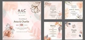 浪漫花卉婚礼请柬设计