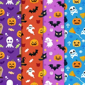 万圣节主题多彩图案布料