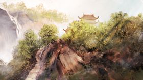 中国风建筑插画背景图城墙古镇