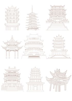 中国风中式建筑插画