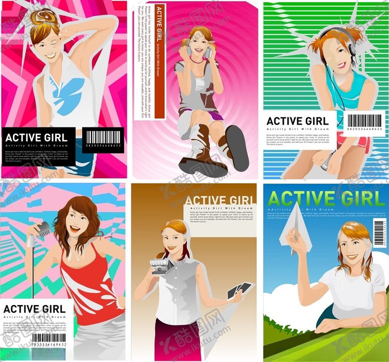 编号：33649011200505378062【酷图网】源文件下载-活力女性插画素材集合