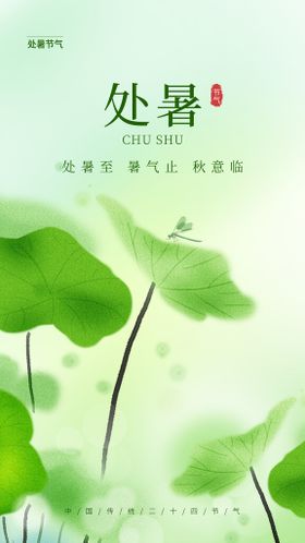 绿色处暑节气海报