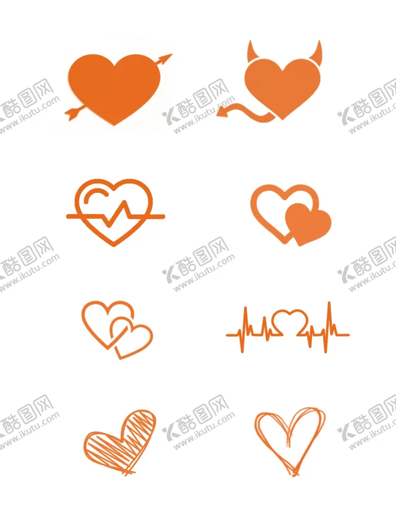 编号：46078401190401427327【酷图网】源文件下载-手绘情人节简约爱心装饰元素