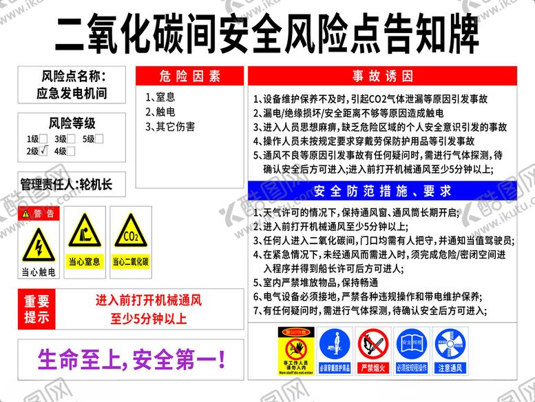 编号：88486001260519436463【酷图网】源文件下载-二氧化碳间安全风险点告知牌