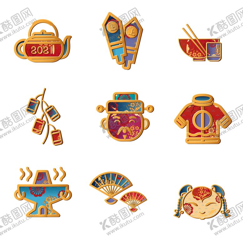 编号：24918511191031107845【酷图网】源文件下载-新年春节过年元旦图标贴纸图片