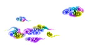 彩色祥云元素现代古代花纹传统纹古典花纹