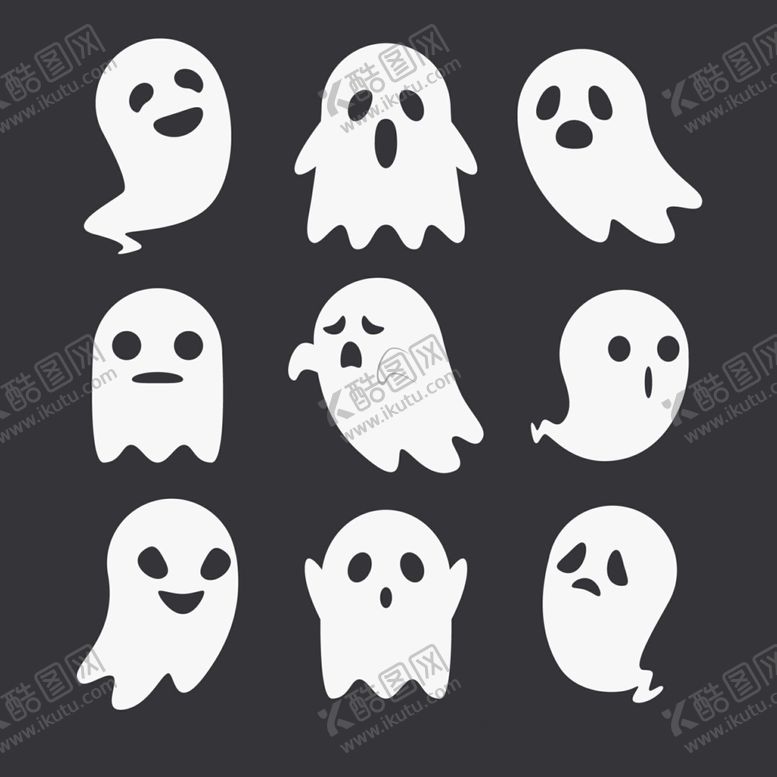 编号：64289510130619013958【酷图网】源文件下载-可爱幽灵卡通形象插画设计