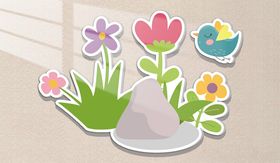 花朵贴纸装饰花瓶图案