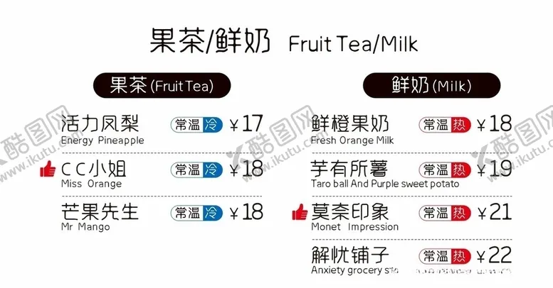 编号：31040907021120524477【酷图网】源文件下载-奶茶价目表