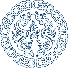 中国风古典青花瓷图案鸟陶画