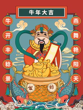 2021年牛展板贺新春牛背景
