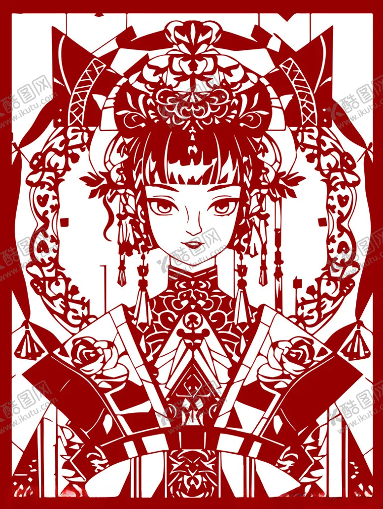 编号：59232302201411579750【酷图网】源文件下载-剪纸美女