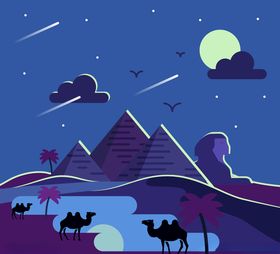 美丽夜晚沙漠风景矢量素材