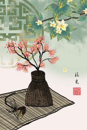 国画花鸟新中式富贵民俗装饰画