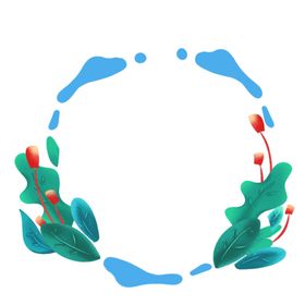 花环夏季绿色古风笔墨插画清新