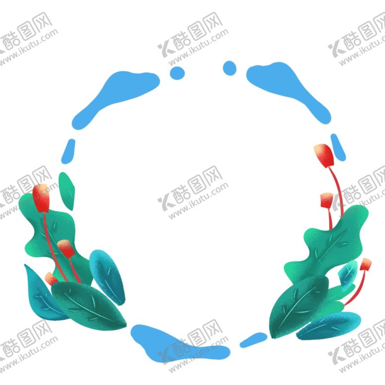 编号：48068110221528319743【酷图网】源文件下载-花环夏季绿色古风笔墨插画清新