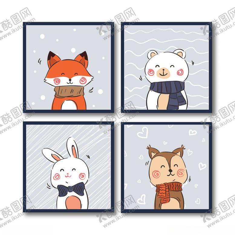 编号：30698510050531065113【酷图网】源文件下载-可爱动物卡通图案集合