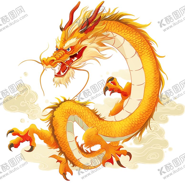 黄金龙纹年中国简笔画