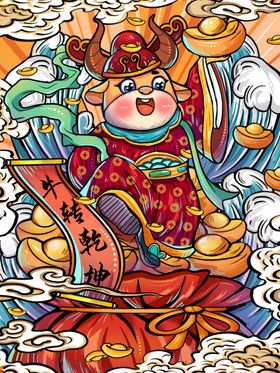黄色国潮2021牛年祝福