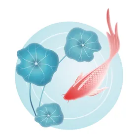 锦鲤手绘素材插画