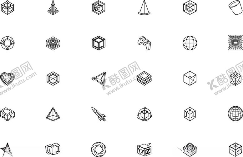 编号：76808503312222107938【酷图网】源文件下载-多样简约几何图标集合