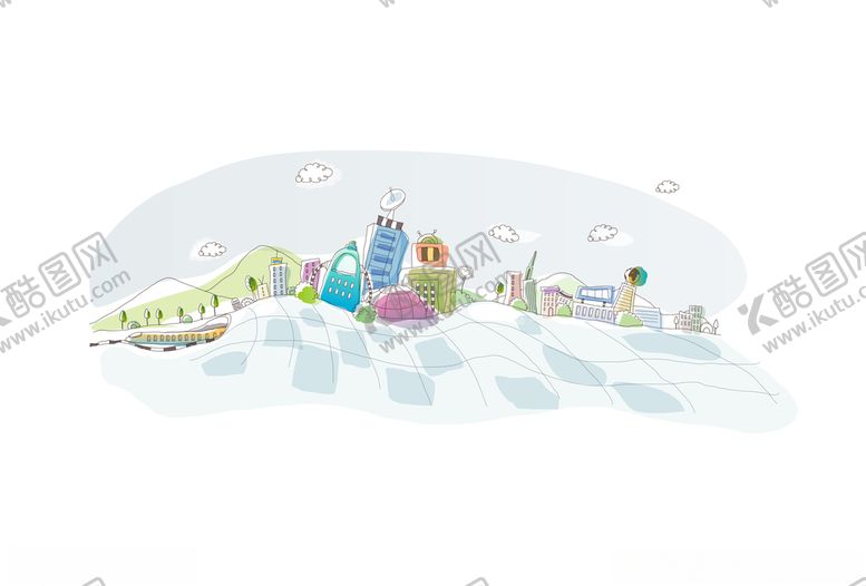 编号：57918110252341599335【酷图网】源文件下载-城市线条风景插画