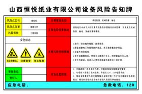 纸业设备风险告知牌