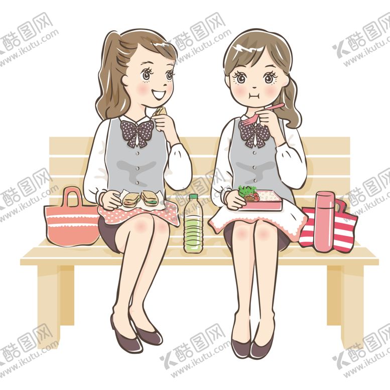 编号：25073404241357128637【酷图网】源文件下载-一起吃便当女生矢量手绘