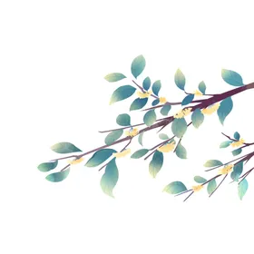 手绘桂花png免抠素材卡通中国风风景树